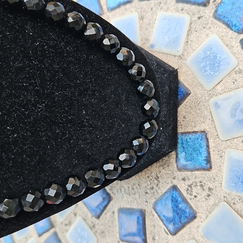 Vintage Jet Black Glass Beaded Necklace